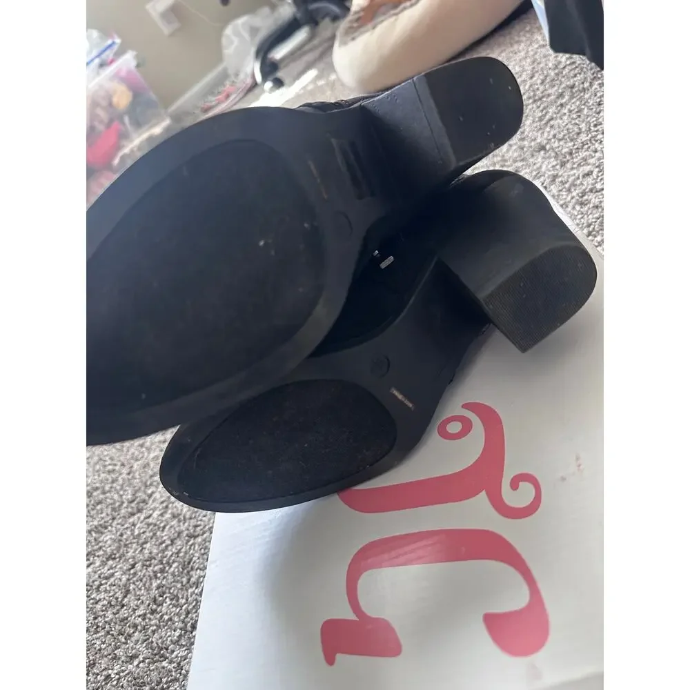 JG Black Sude Booties Boots Size 7.5